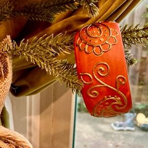 Wooden Orange Vintage Statement Bangle